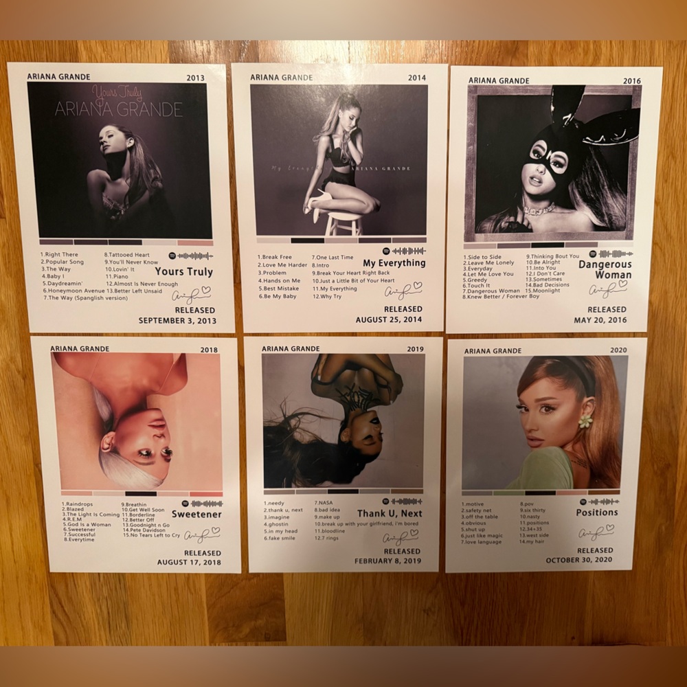 Ariana Grande Single Cover Art Prints - Set of 8